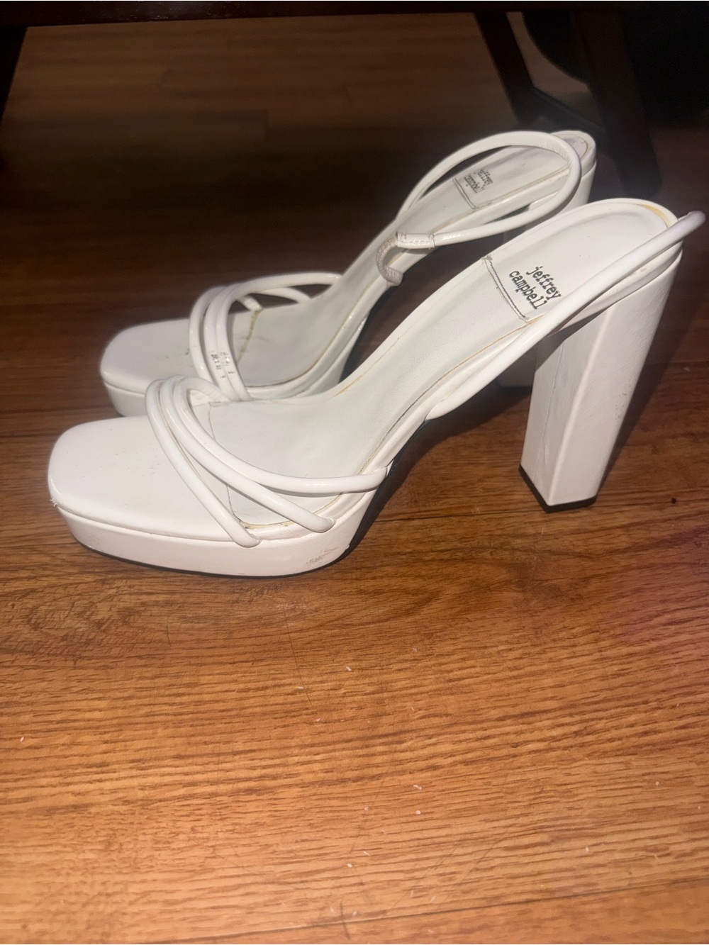 Jeffrey Campbell White Strappy Platform Block Heel Sandals sz 10